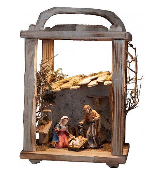 Holzlaterne mit Betlehem Krippe 10cm
