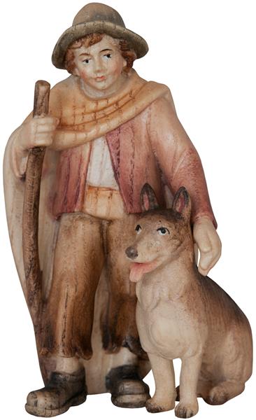 Hirtenjunge mit Schäferhund und Stock