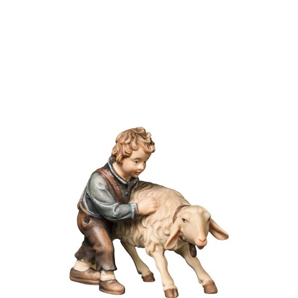Bub mit störrischem Schaf Bub mit störrischem Schaf