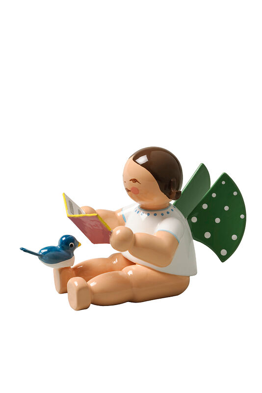 Engel mit Liederbuch und Vogel