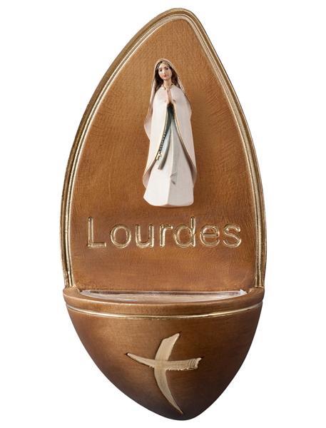 Weihwasserkessel + Schrift und Madonna Lourdes Weihwasserkessel + Schrift und Madonna Lourdes