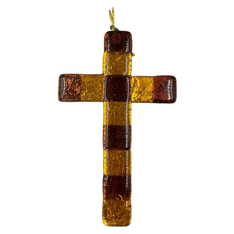 Glaskreuz kupfer-goldfarben