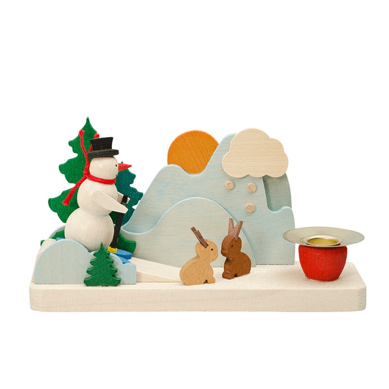 Leuchter Schneemann mit Hasen