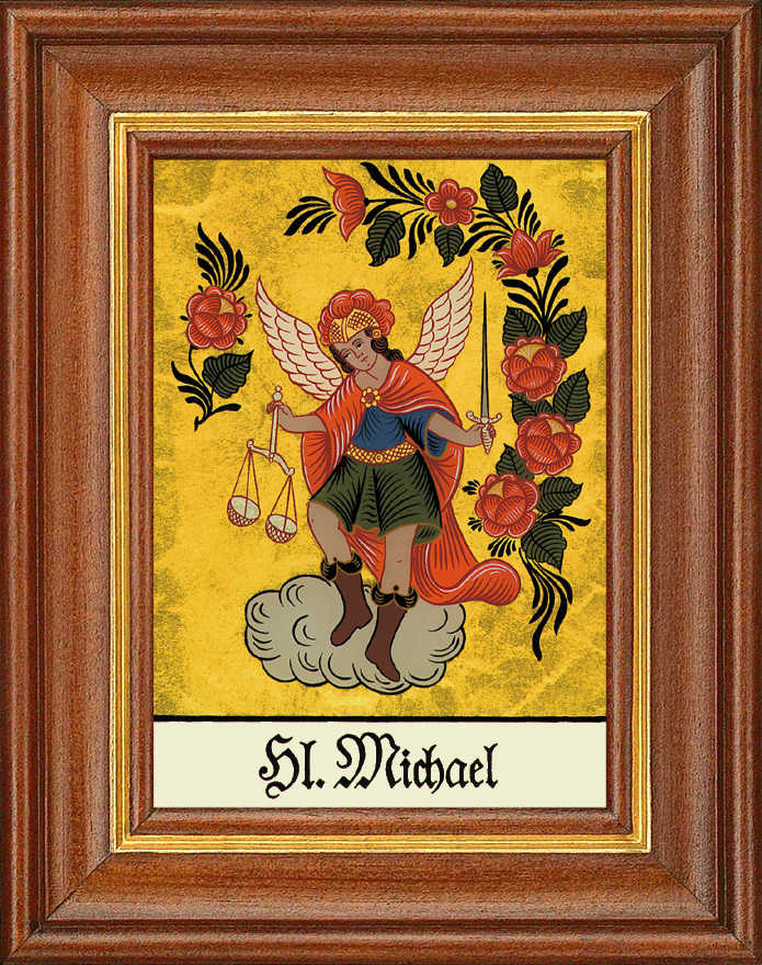 Hl. Michael Wolke - Hinterglasbild Hl. Michael Wolke - Hinterglasbild