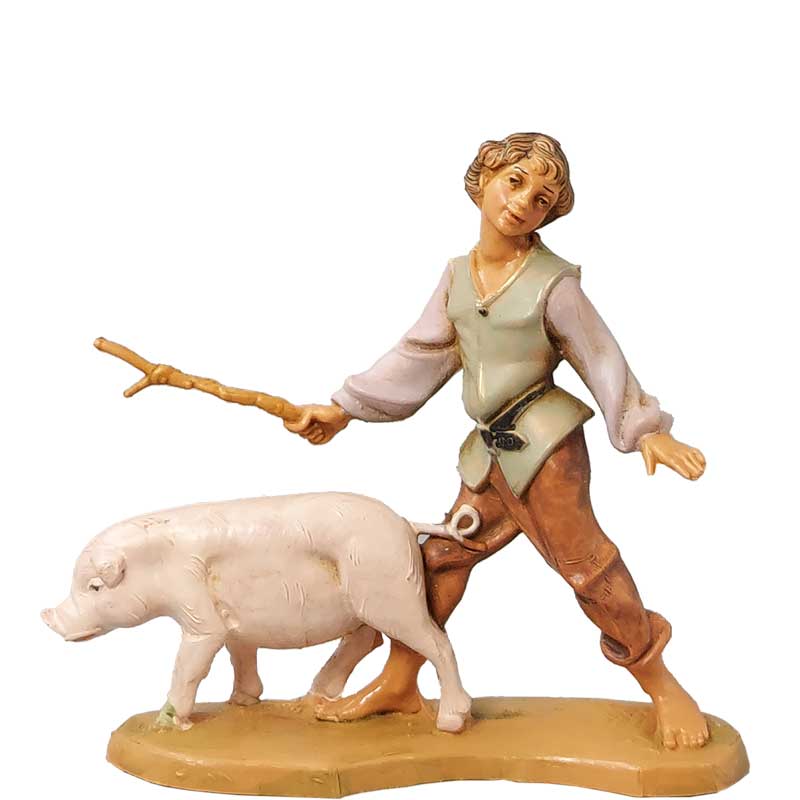 Hirt mit Schwein