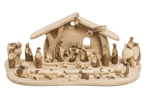 Fabelkrippe Set 30-teilig mit Krippenstall schlicht