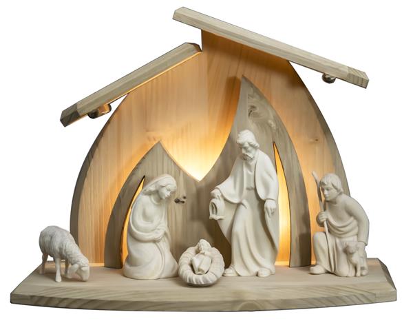 LED Familienstall Altea + Rudolfkrippenfiguren 5 tlg.