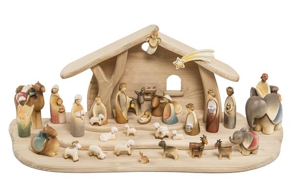 Fabelkrippe Set 30-teilig mit Krippenstall schlicht