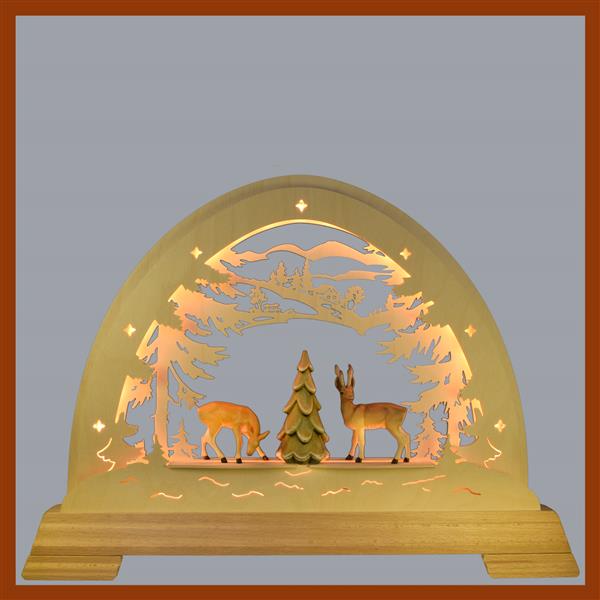 LED Rundbogen mit Reh, Rehbock und Baum 10 cm
