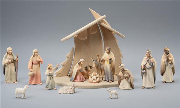 LI Familienstall Tannenbaum + 15 Figuren Licht Krippe LI Familienstall Tannenbaum + 15 Figuren Licht Krippe