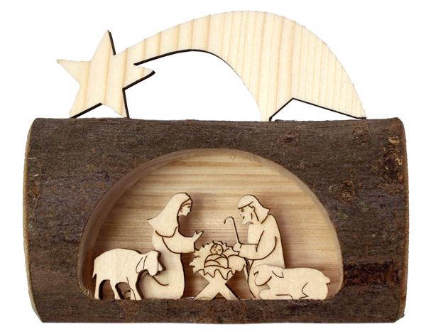 Holzstamm + Hl.Familie + Kometstern Holzstamm + Hl.Familie + Kometstern