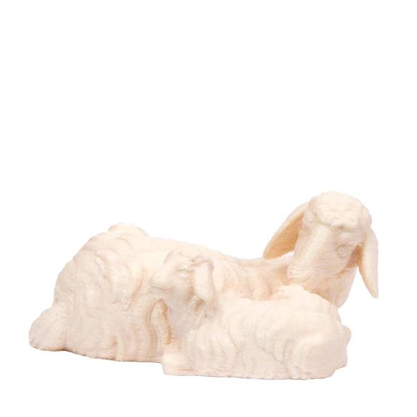 Schwarzes Schaf liegend mit Lamm Schwarzes Schaf liegend mit Lamm