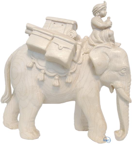 Elefant mit Gepäck und Treiber