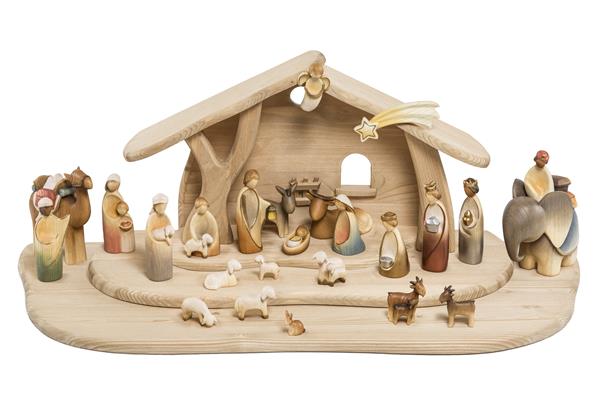 Fabelkrippe Set 25-teilig mit Krippenstall schlicht
