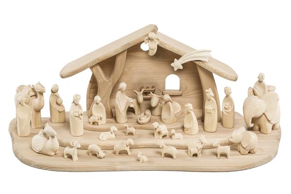 Fabelkrippe Set 30-teilig mit Krippenstall schlicht Fabelkrippe Set 30-teilig mit Krippenstall schlicht