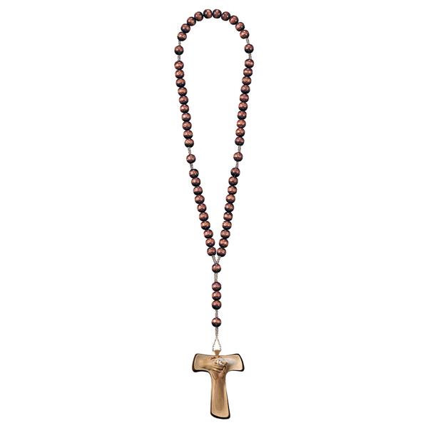 Rosenkranz Braun mit Kreuz des Frieden Tau
