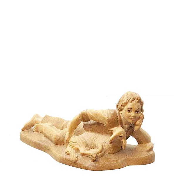 Hirt liegend mit Schaf