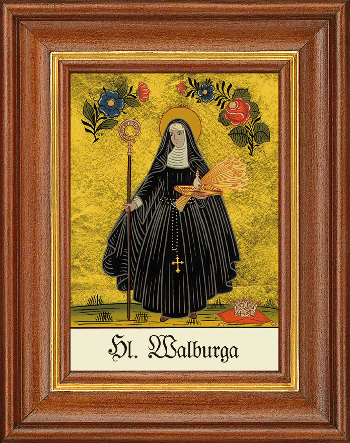 Hl. Walburga von Eichstätt - Hinterglasbild Hl. Walburga von Eichstätt - Hinterglasbild