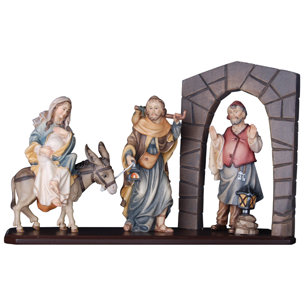 Herbergsuche mit Wirt - Gruppe auf Sockel Herbergsuche mit Wirt - Gruppe auf Sockel