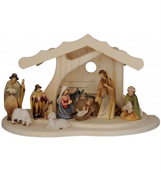 Stall modern mit 12 Figuren der Morgensternkrippe