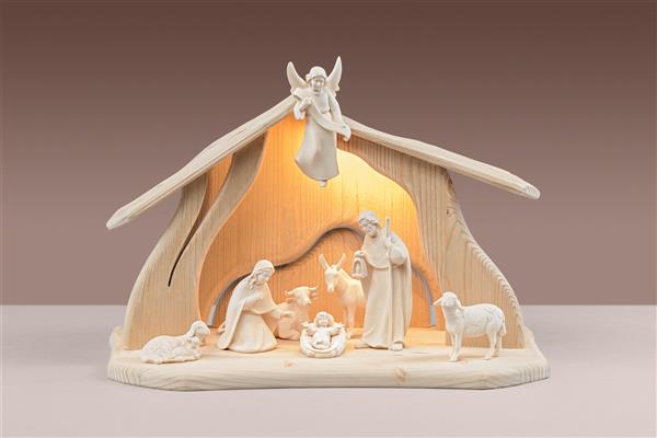 Licht Krippe SET 8 Figuren+Stall Licht + Beleuchtung Licht Krippe SET 8 Figuren+Stall Licht + Beleuchtung