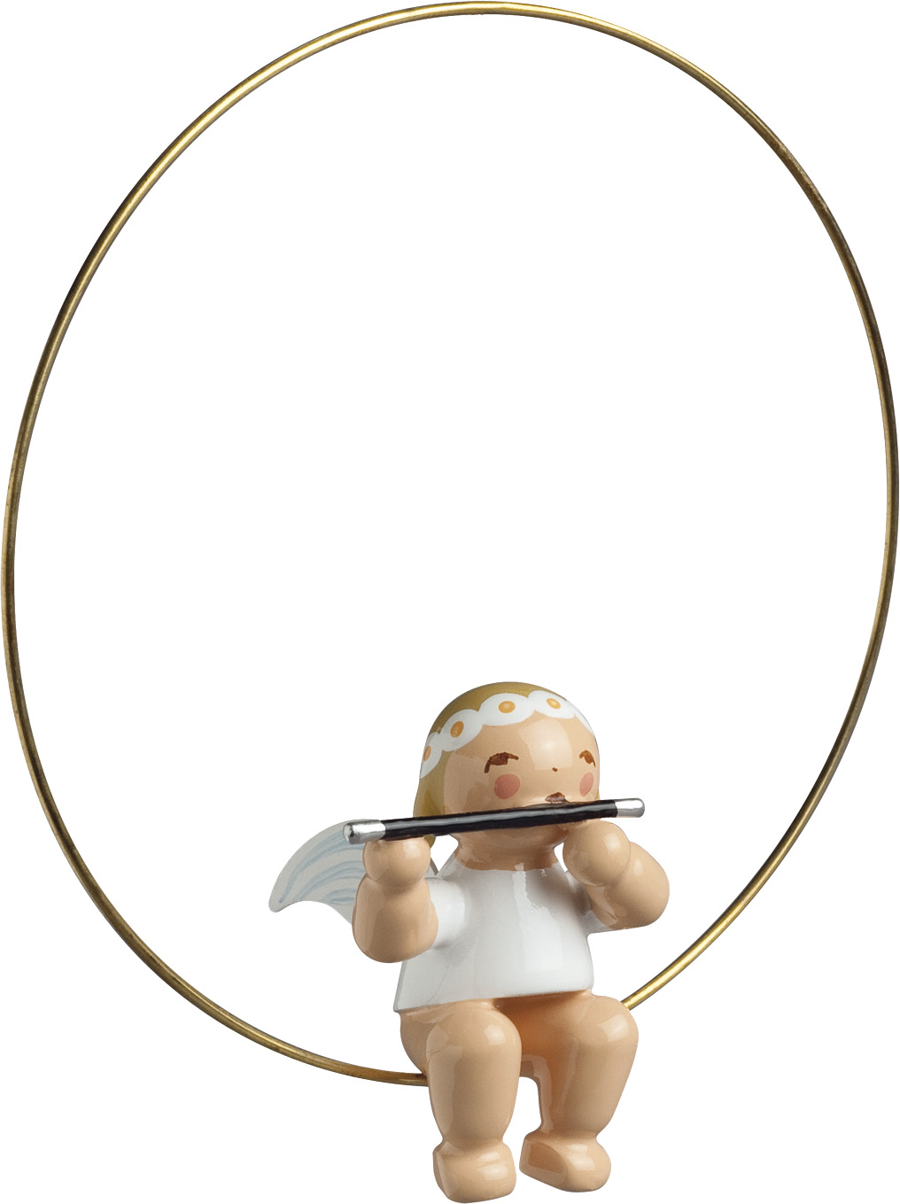 Christbaumengel im Ring mit Querflöte