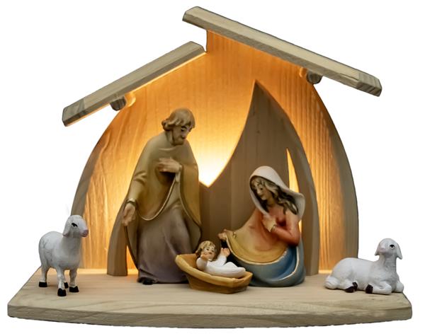 LED Familienstall Altea mit Kaledos Hl. Famile + 2Schafe LED Familienstall Altea mit Kaledos Hl. Famile + 2Schafe