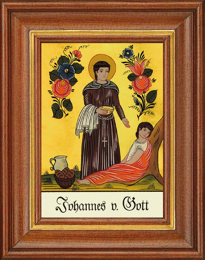Hl. Johannes v. Gott - Hinterglasbild Hl. Johannes v. Gott - Hinterglasbild