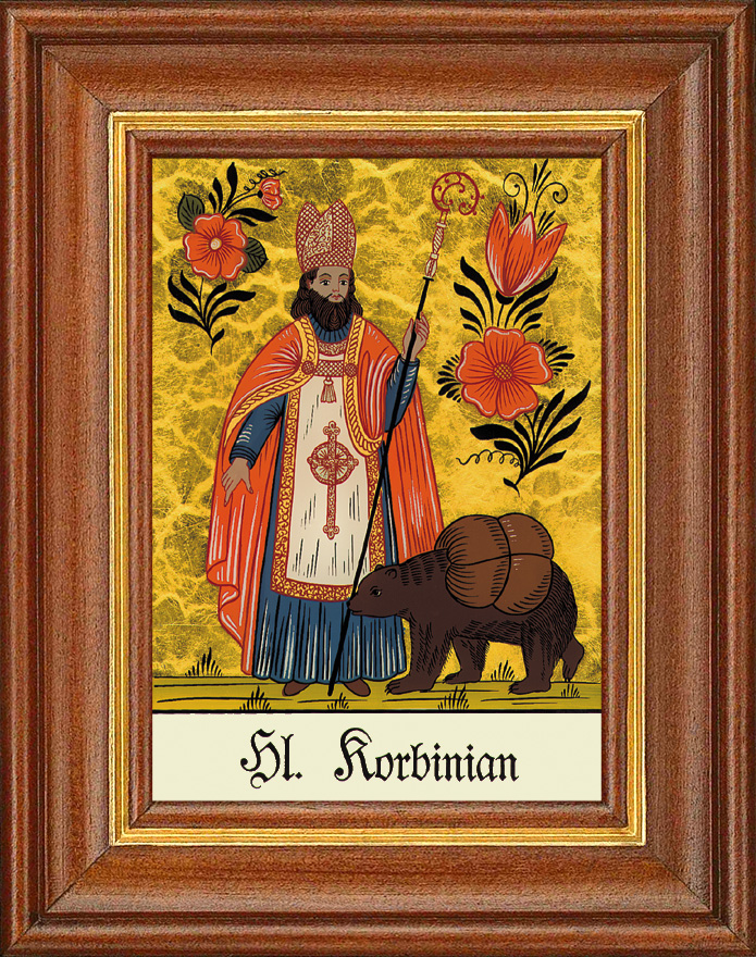 Hl. Korbinian - Hinterglasbild Hl. Korbinian - Hinterglasbild