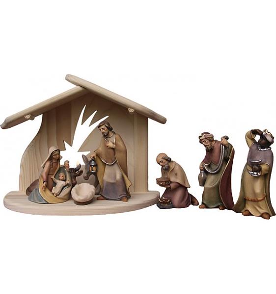 Hl. Familie Sternstall mit Ochs, Esel, Könige