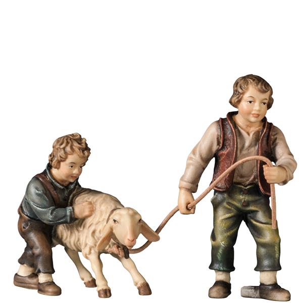 Buben mit störrischem Schaf 2t. Buben mit störrischem Schaf 2t.