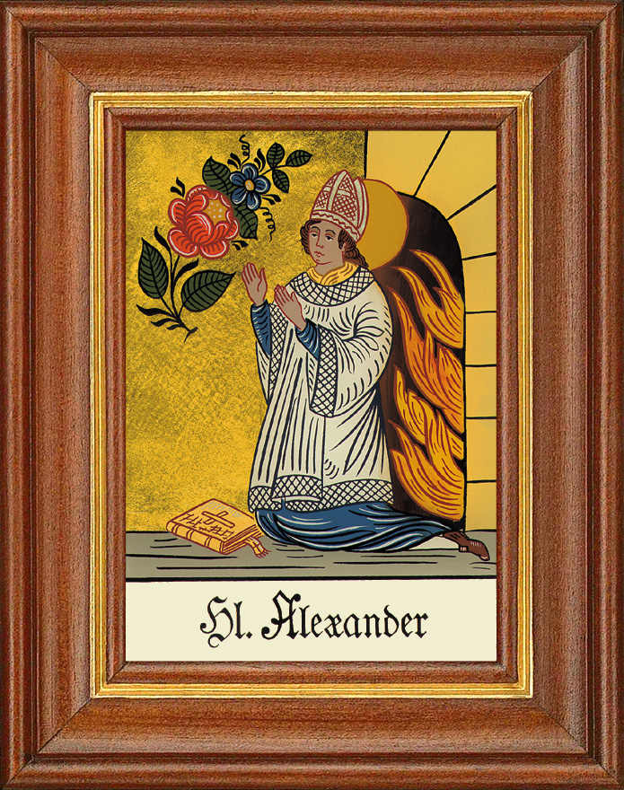 Hl. Alexander - Hinterglasbild Patronatsbild Namenspatron mit Heiligennamen - 12,5 x 16 cm