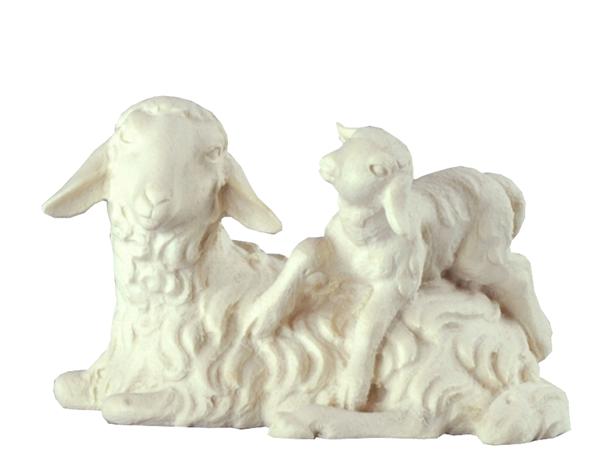 Schaf liegend mit Lamm Schaf liegend mit Lamm