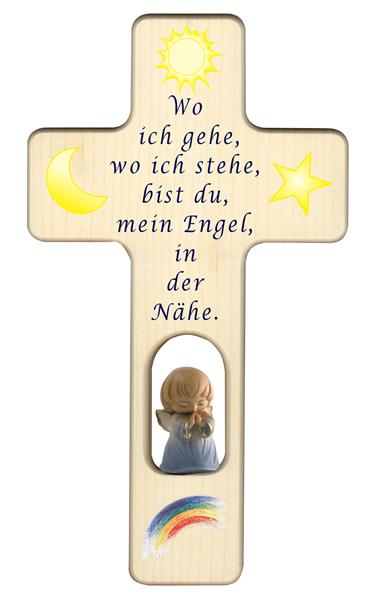 Kreuz mit Engel 'Wo ich gehe..'