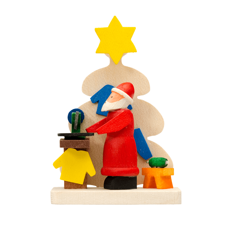 Baum-Weihnachtsmann mit Nähmaschine Baum-Weihnachtsmann mit Nähmaschine