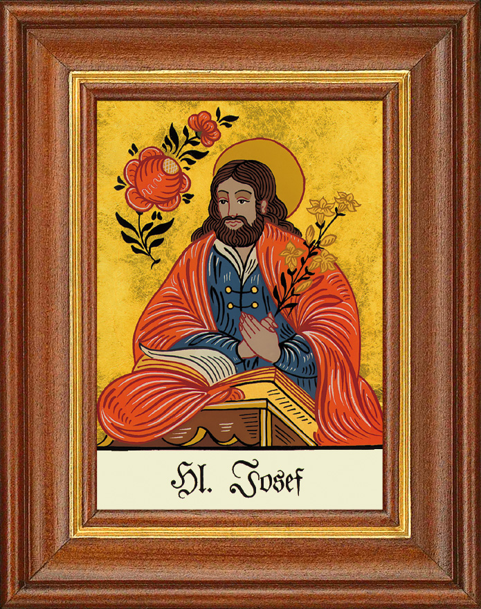 Hl. Josef m. Buch - Hinterglasbild Hl. Josef m. Buch - Hinterglasbild