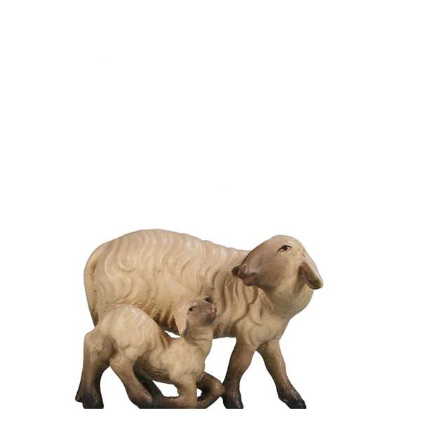 Schaf mit Lamm kniend SCHWARZ-WEIß Schaf mit Lamm kniend SCHWARZ-WEIß