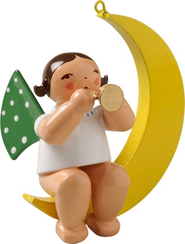 Engel mit Flöte im Mond