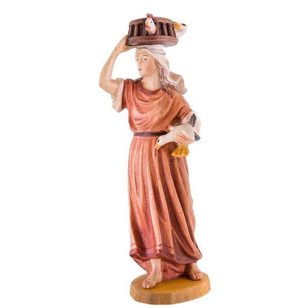 Frau mit Käfig auf dem Kopf