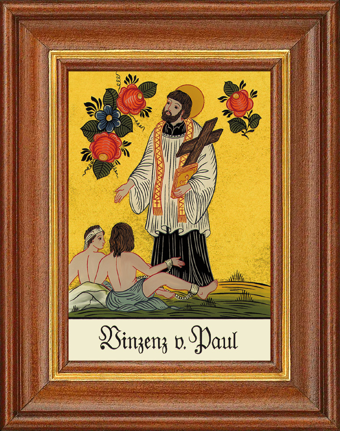 Hl. Vinzenz v. Paul - Hinterglasbild Hl. Vinzenz v. Paul - Hinterglasbild