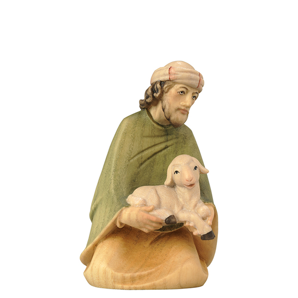 Hirt kniend mit Schaf Hirt kniend mit Schaf