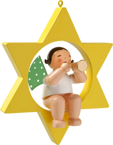 Engel mit Flöte im Stern