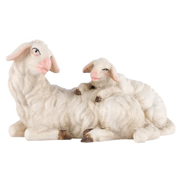 Schaf liegend mit Lamm Schaf liegend mit Lamm